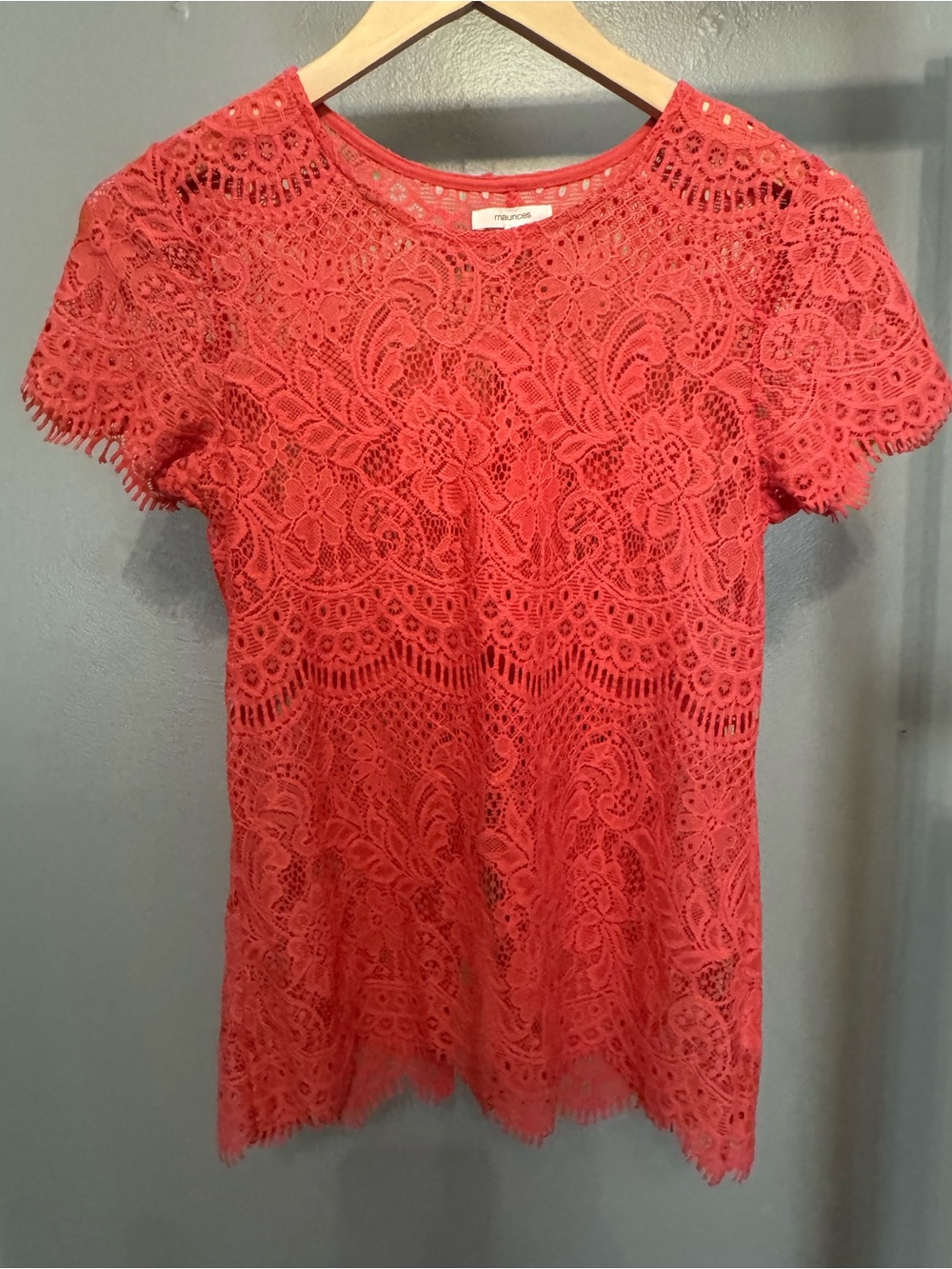 Maurices Coral Lace Scoop Neck Short Sleeve Top